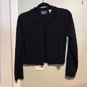Vintage Pronto Black Beaded Women's cardigan - medium